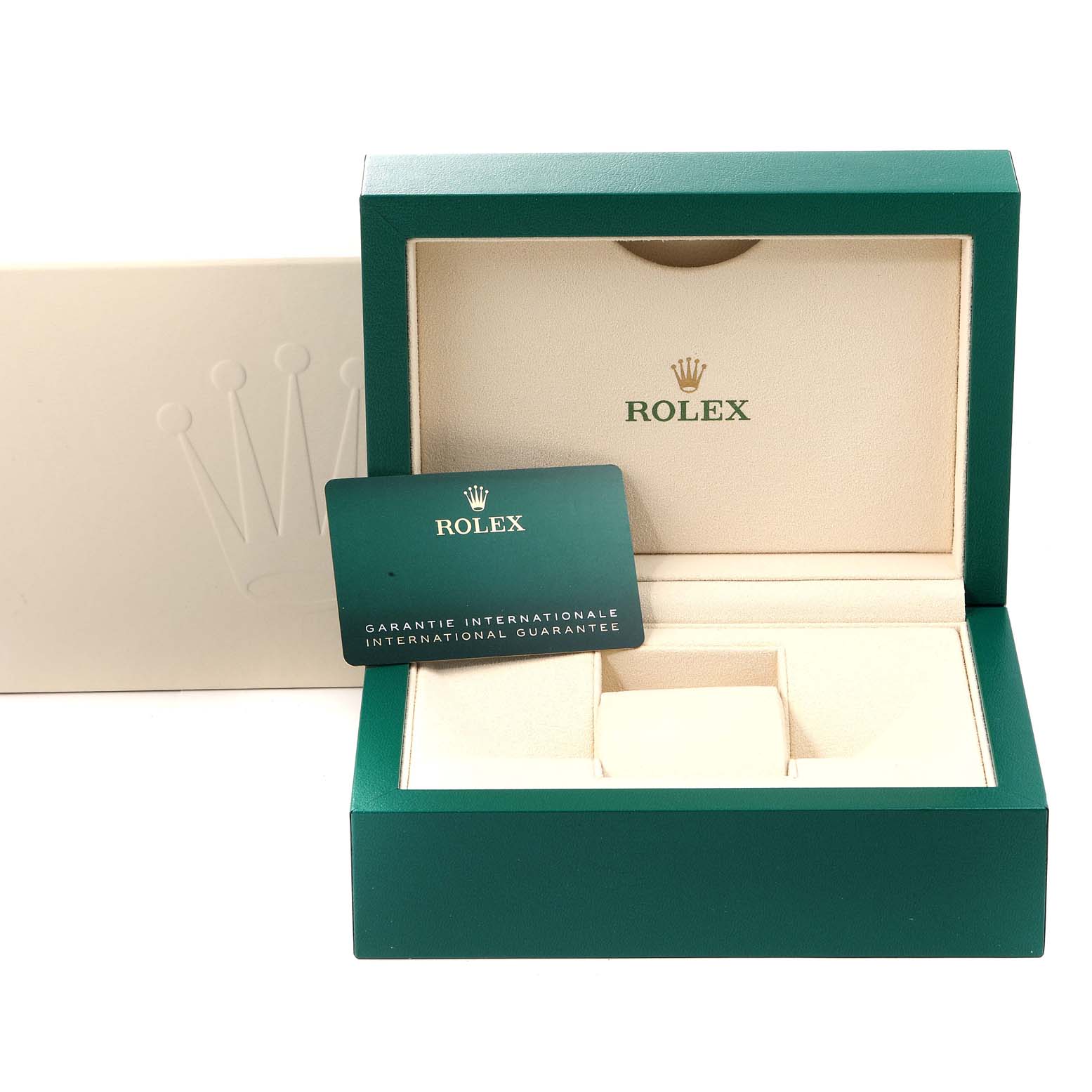 The image shows the box and warranty card for a Rolex Datejust 41 126333 Men's Steel and Gold (two tone) Grey Dial 126333 Men's Steel and Gold (two tone) Grey Dial watch.