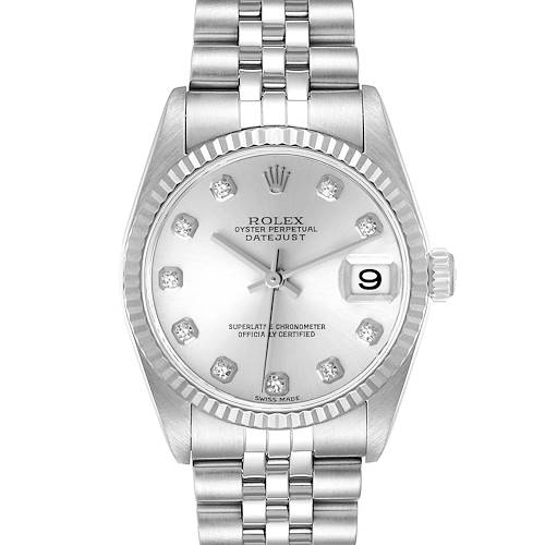 Photo of Rolex Datejust Midsize Steel White Gold Diamond Dial Watch 78274 Box Papers
