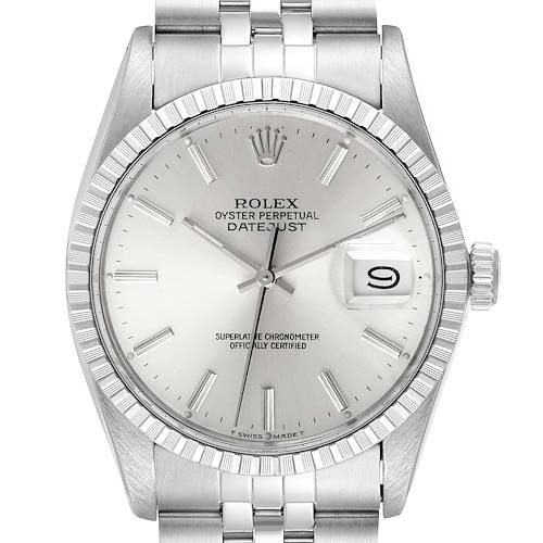 Photo of Rolex Datejust Silver Dial Vintage Steel Mens Watch 16030 Box Papers