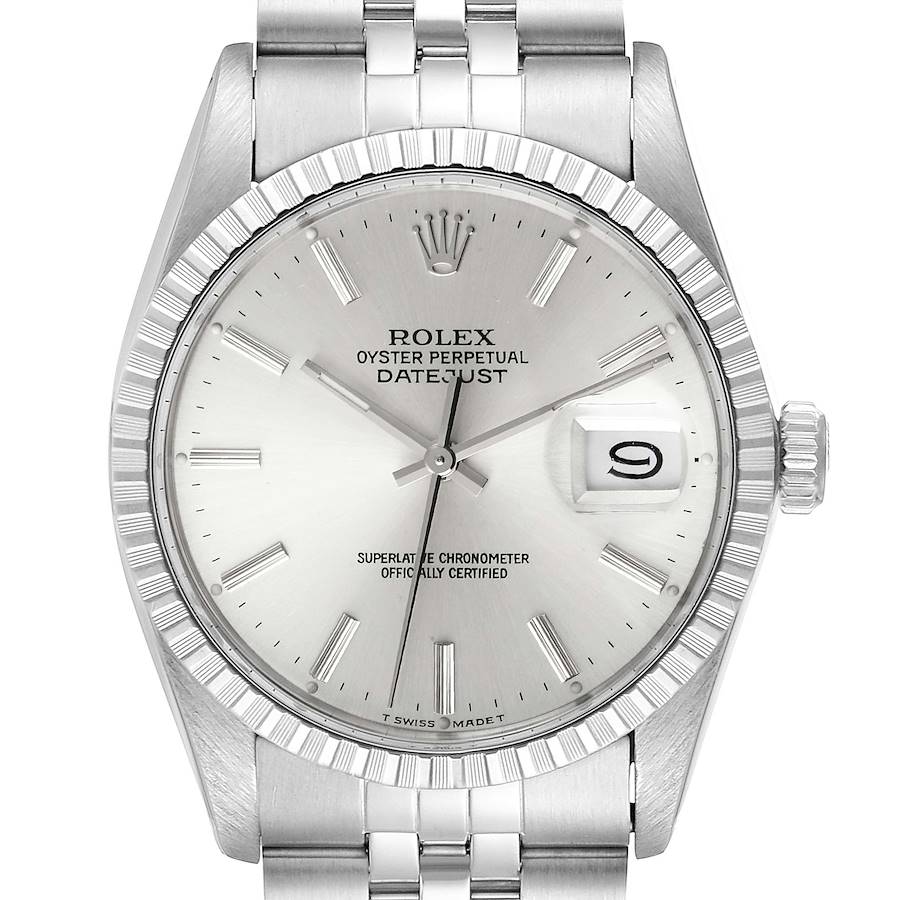 Rolex Datejust Silver Dial Vintage Steel Mens Watch 16030 Box Papers SwissWatchExpo