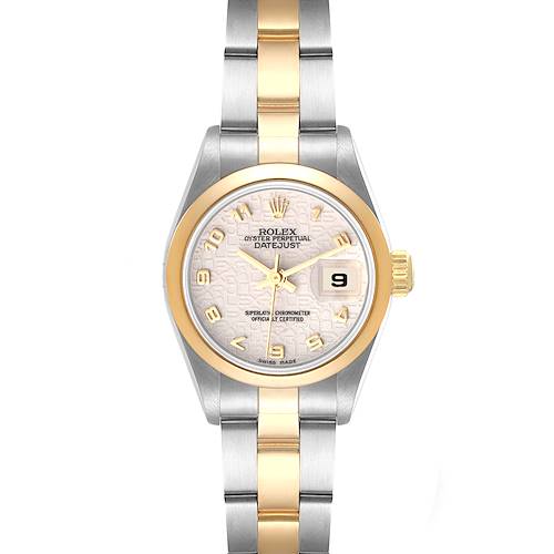 Photo of Rolex Datejust Steel Yellow Gold Jubilee Arabic Dial Watch 69163 Box Papers