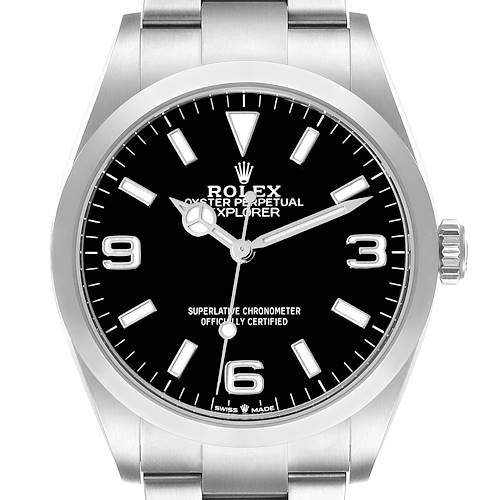 Photo of Rolex Explorer I 36mm Black Dial Steel Mens Watch 124270 Box Card