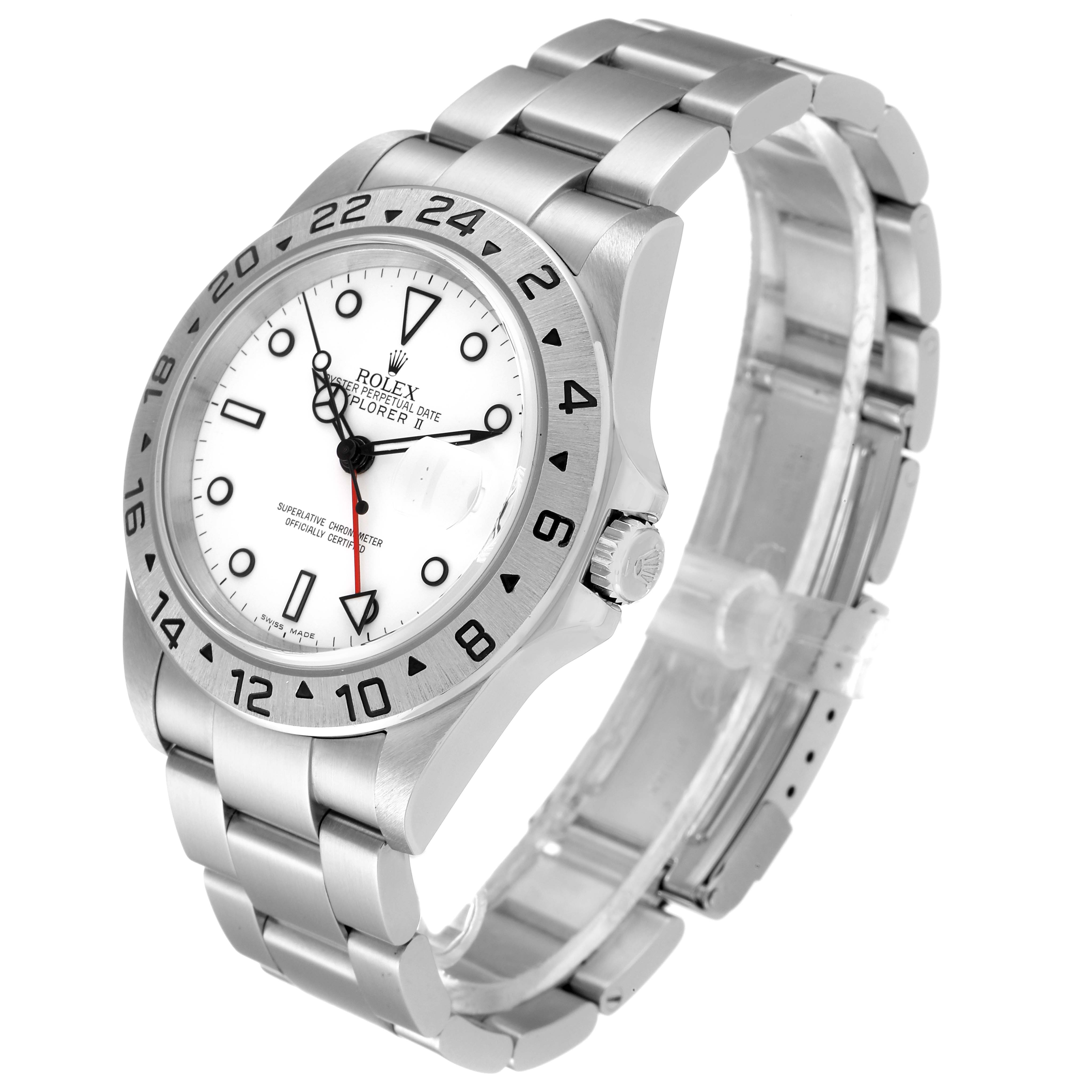 The image shows a Rolex Explorer 16570 Men's Stainless Steel White Dial 16570 Men's Stainless Steel White Dial watch from a front-right angle, displaying the dial, bracelet, and bezel clearly.