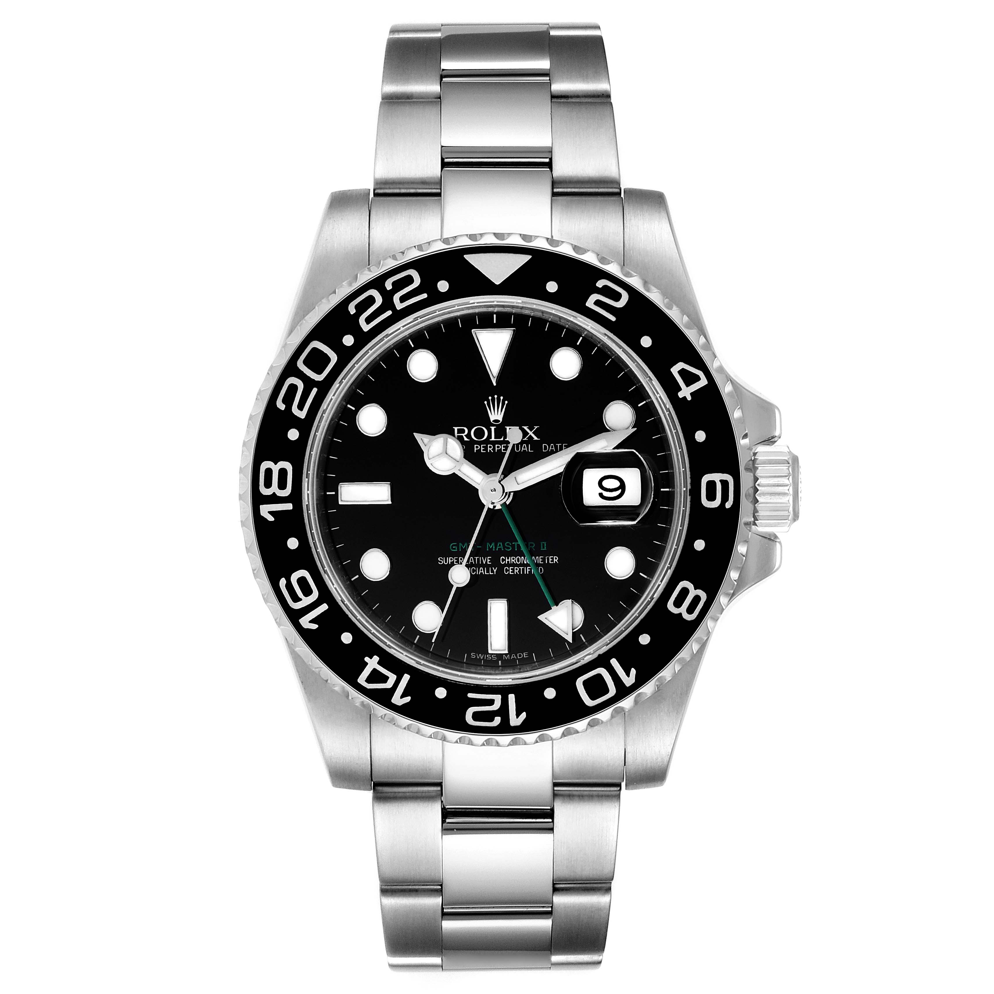 Rolex GMT Master II Black Dial Bezel Steel Mens Watch 116710 Box Card ...