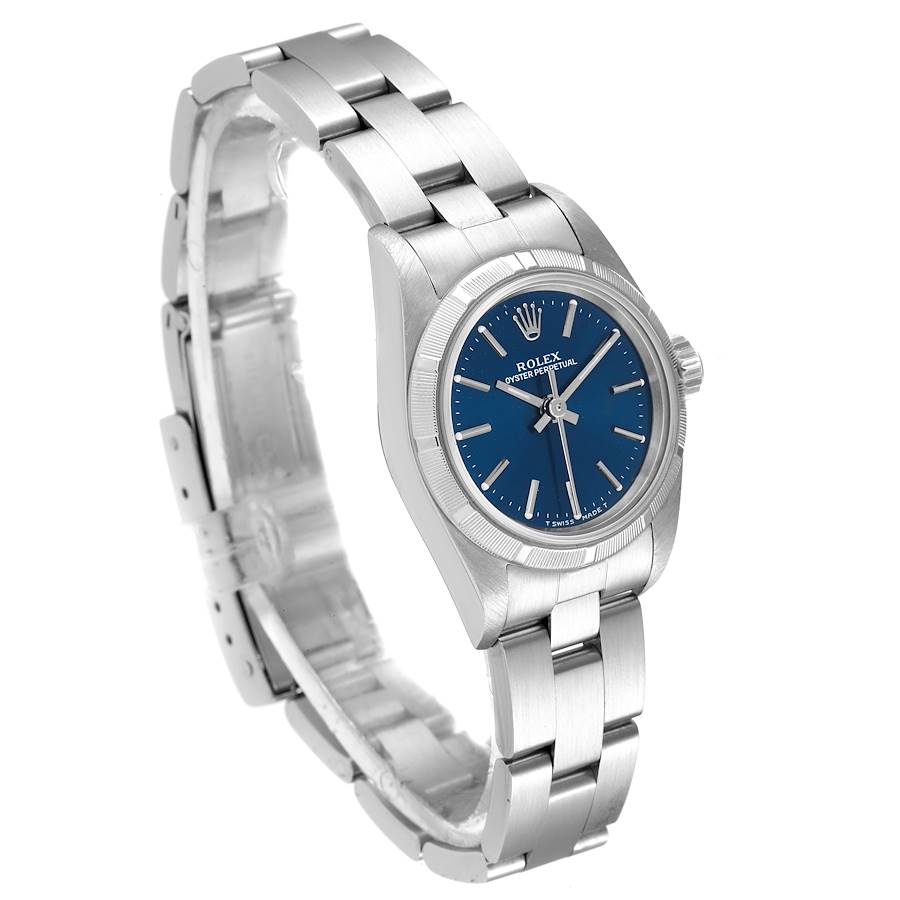 Rolex Oyster Perpetual Blue Dial Oyster Bracelet Ladies Watch 67230 ...