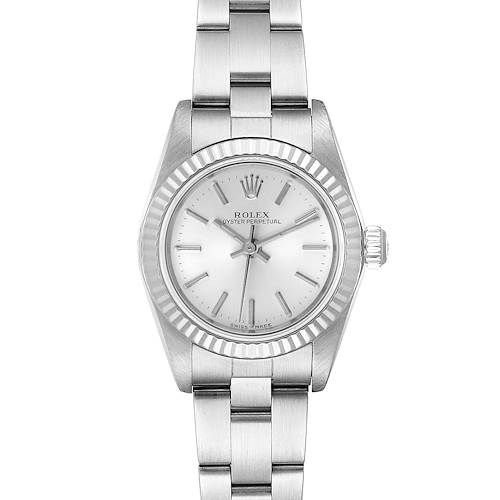 Photo of Rolex Oyster Perpetual Steel White Gold Silver Dial Ladies Watch 76094