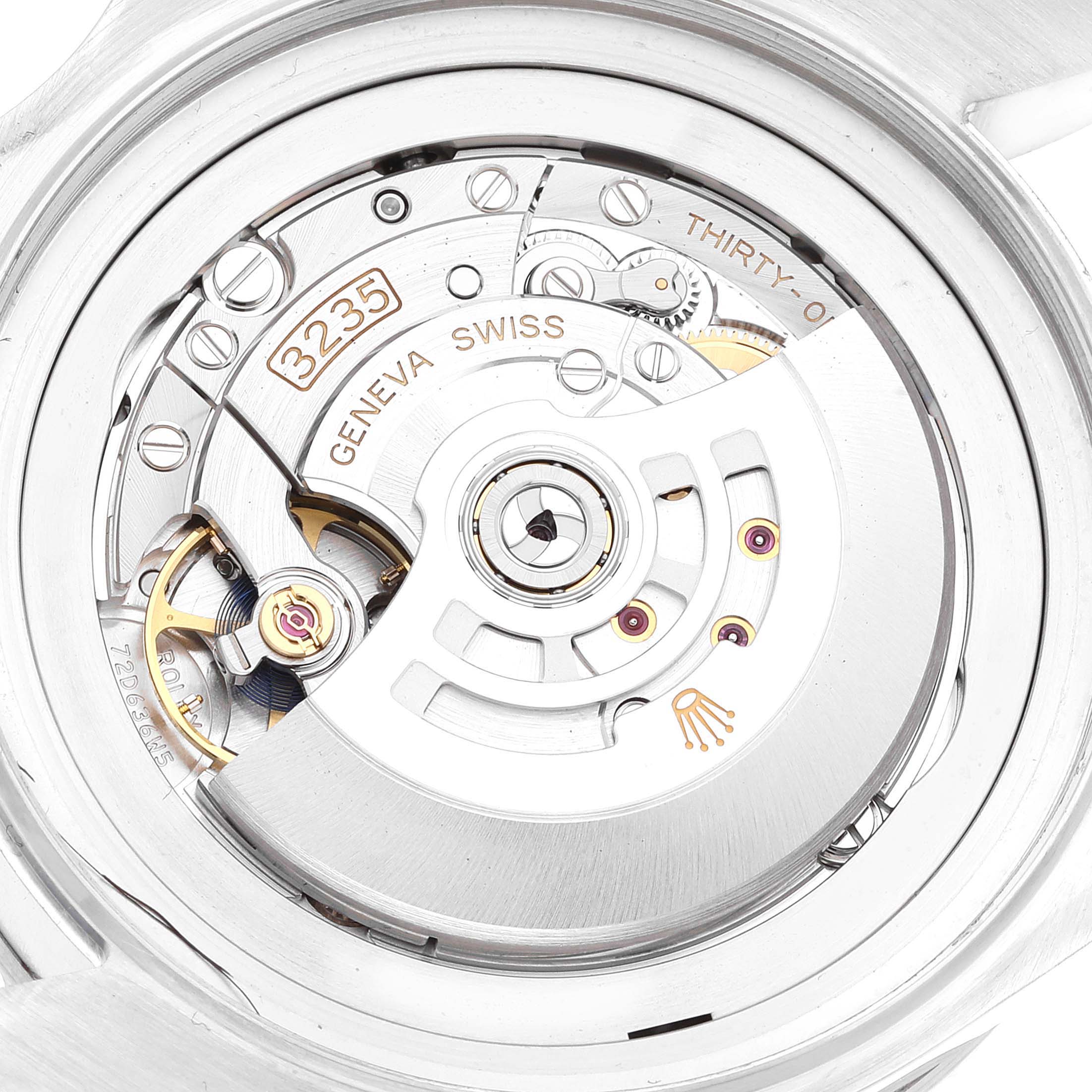 This image shows the detailed movement and inner mechanism of a Rolex Sea-Dweller 126660 Men's Stainless Steel Black Dial 126660 Men's Stainless Steel Black Dial watch.