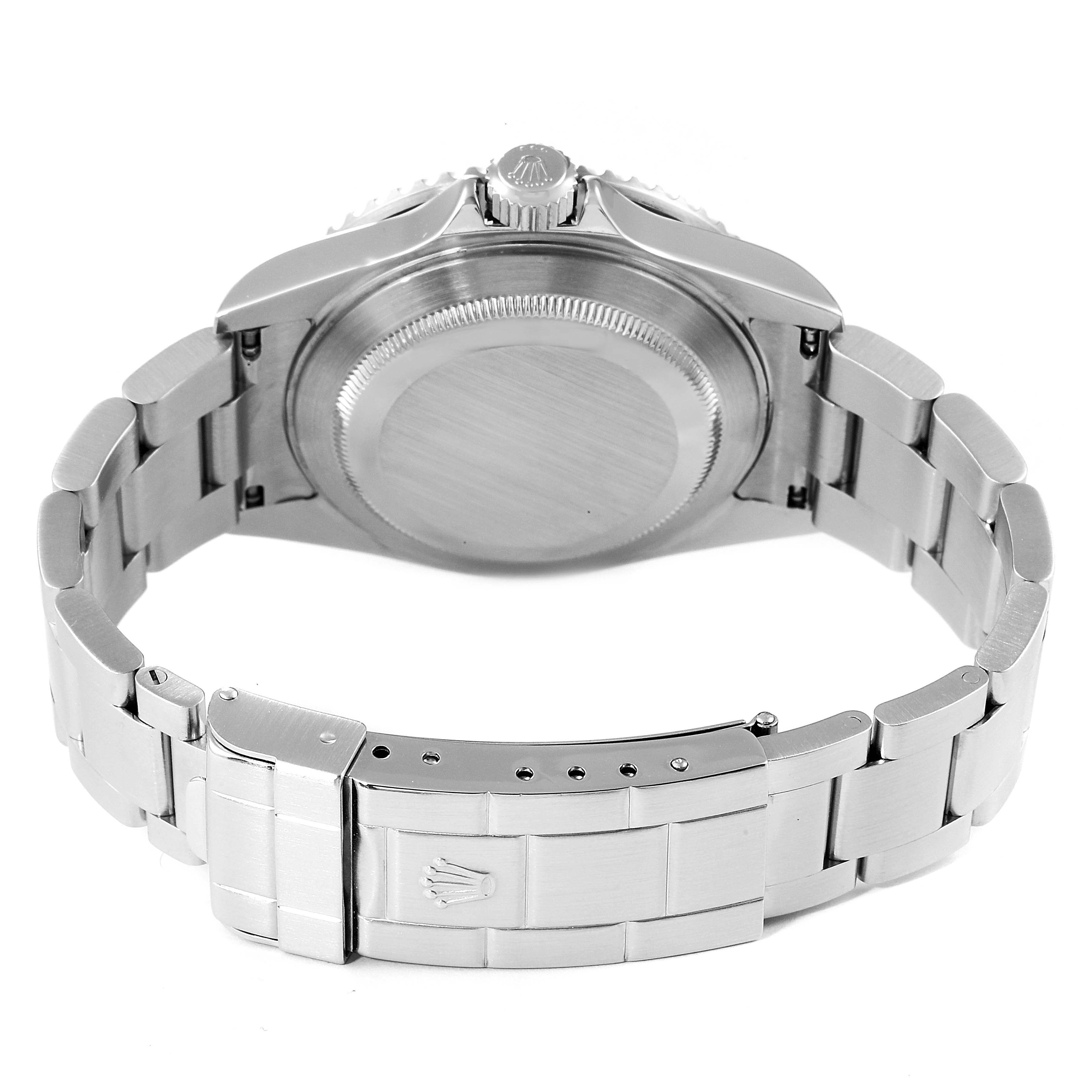 This image shows the back case and bracelet of a Rolex Submariner 16610 Men
s Stainless Steel Black Dial 16610 Men
s Stainless Steel Black Dial watch, viewed from the rear.