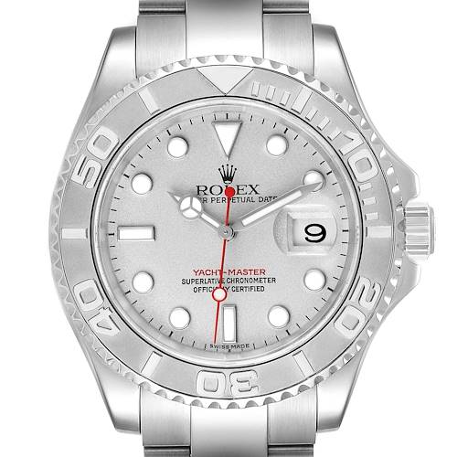 Photo of Rolex Yachtmaster 40 Steel Platinum Dial Bezel Mens Watch 16622 Box Papers