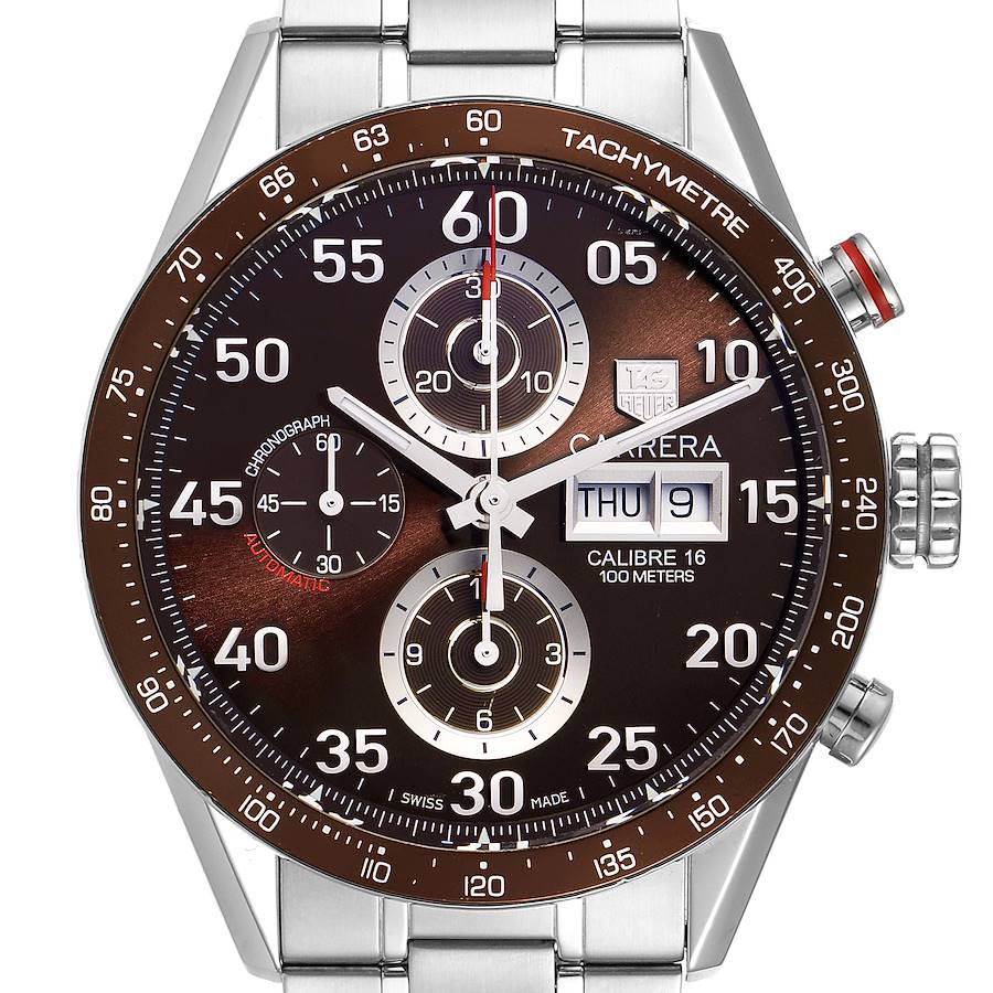 Tag Heuer Carrera Day-Date Brown Dial Automatic Mens Watch CV2A12 Box Card SwissWatchExpo