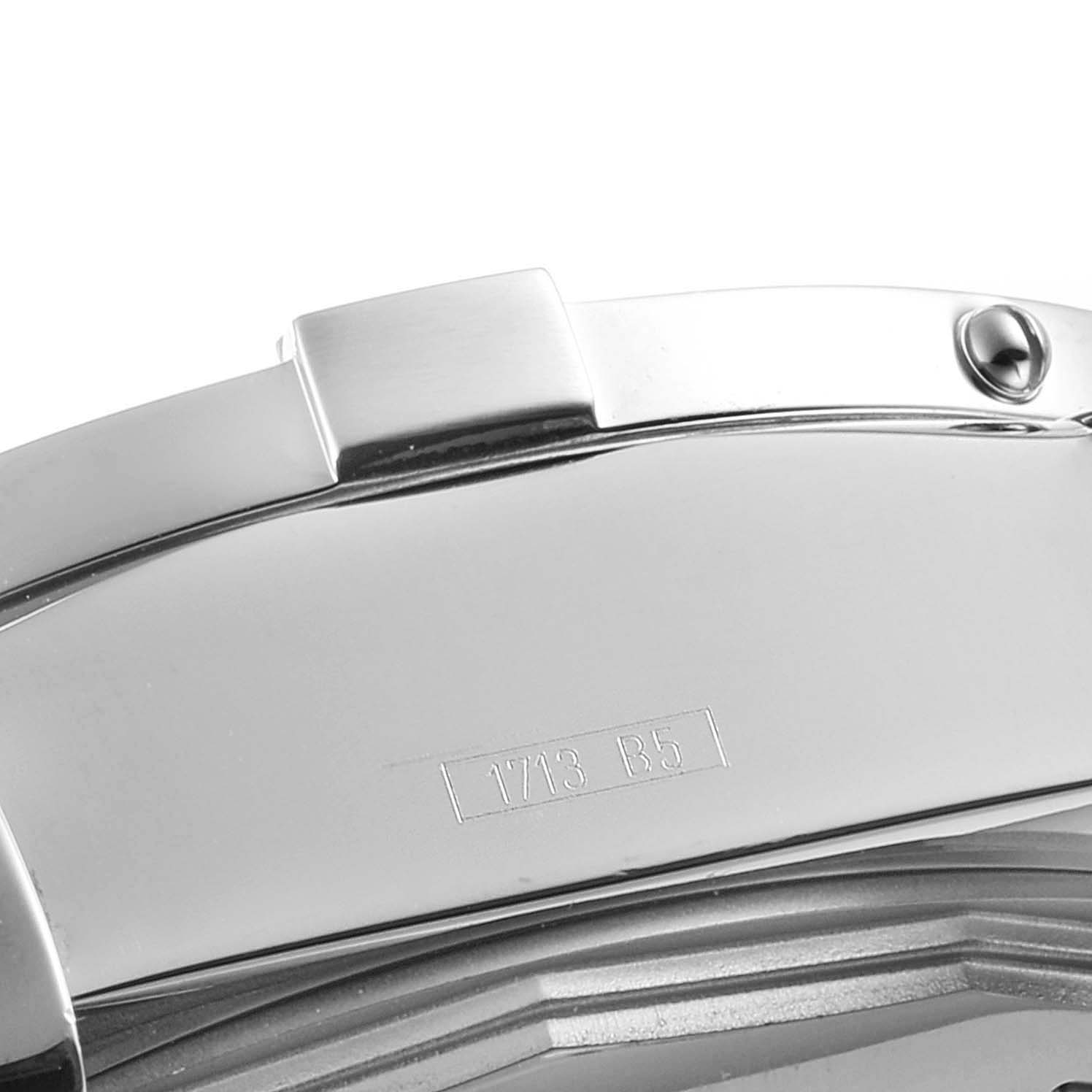 This image shows a close-up of the clasp and part of the case back of a Breitling Avenger A13370 Men's Stainless Steel White Dial A13370 Men's Stainless Steel White Dial watch.