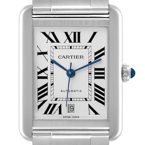 Photo of Cartier Tank Solo XL Silver Dial Automatic Steel Mens Watch W5200028 Card