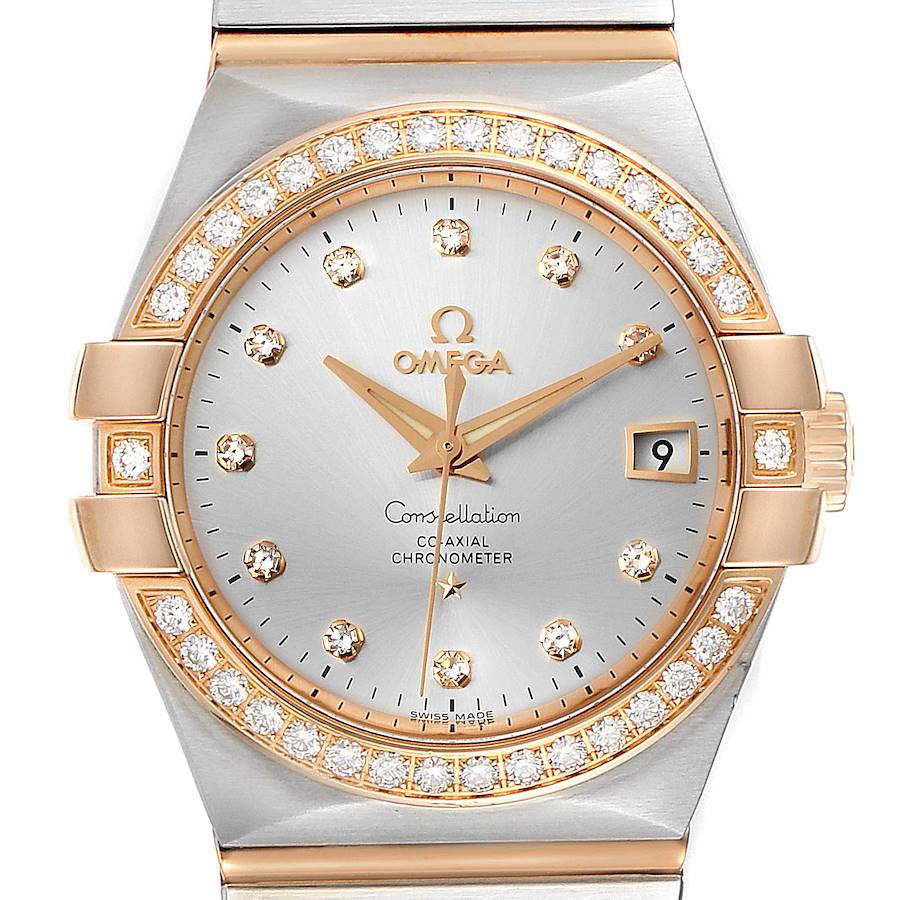 Omega Constellation Steel Rose Gold Diamond Mens Watch 123.25.35.20.52.001 SwissWatchExpo