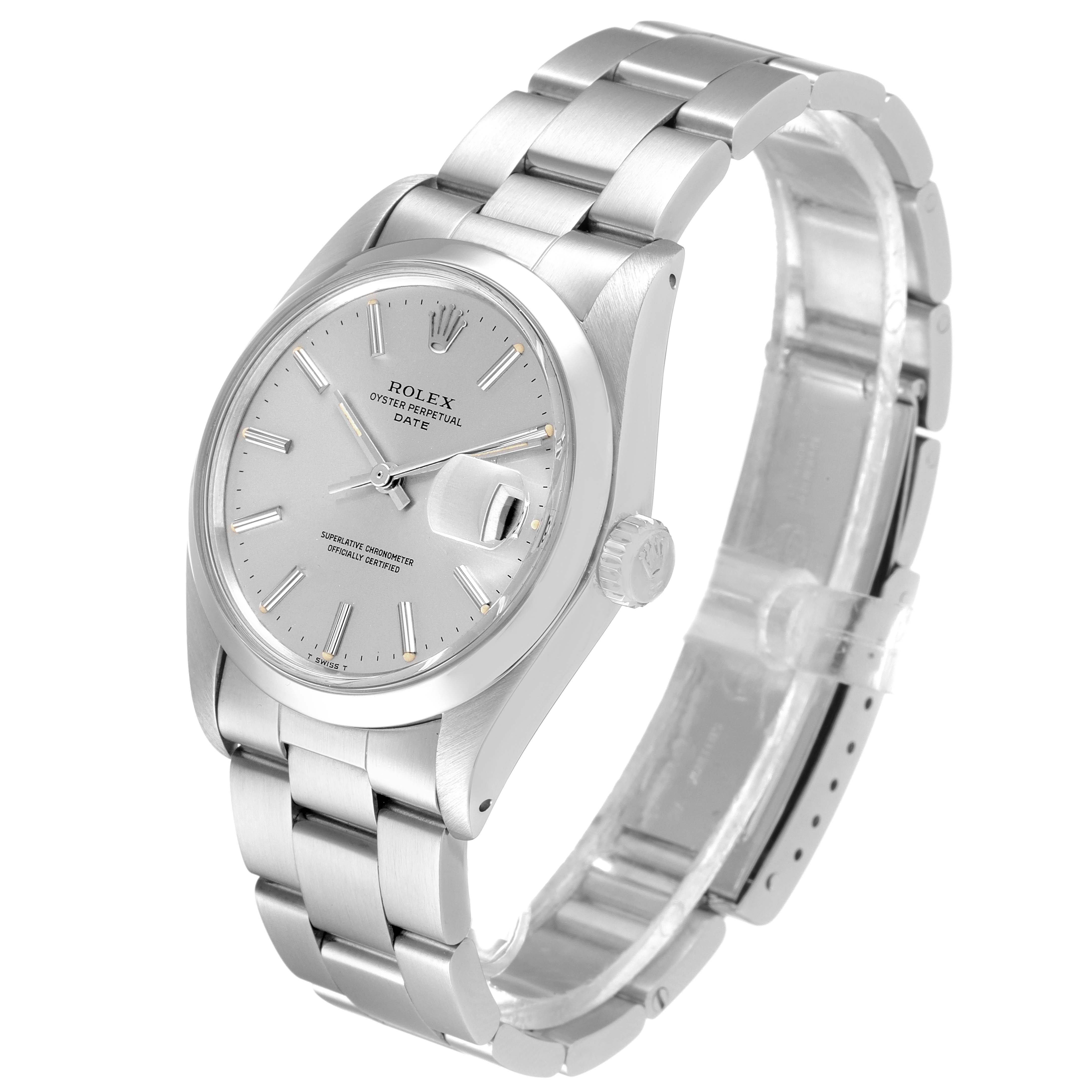 The Rolex Vintage Collection 1500 Men's Stainless Steel Silver Dial 1500 Men's Stainless Steel Silver Dial watch is shown at a three-quarter angle, displaying the face, bracelet, and crown.