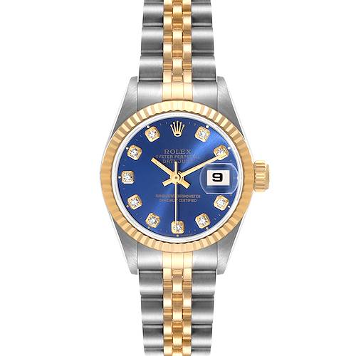 Photo of Rolex Datejust 26mm Steel Yellow Gold Blue Diamond Dial Ladies Watch 69173