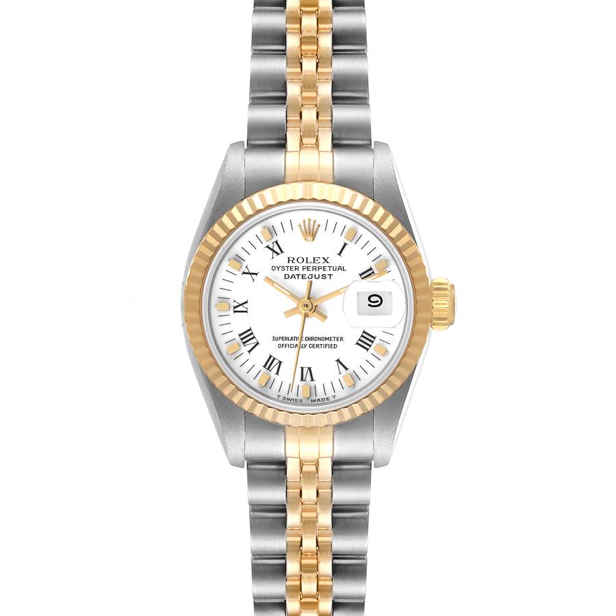 Rolex Datejust 26mm Steel Yellow Gold White Dial Ladies Watch 69173 SwissWatchExpo