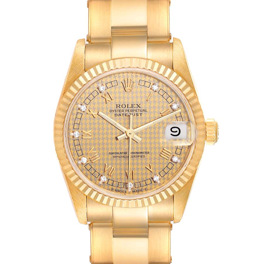 Rolex Datejust 31 Midsize 18K Yellow Gold Diamond Watch 68278 SwissWatchExpo