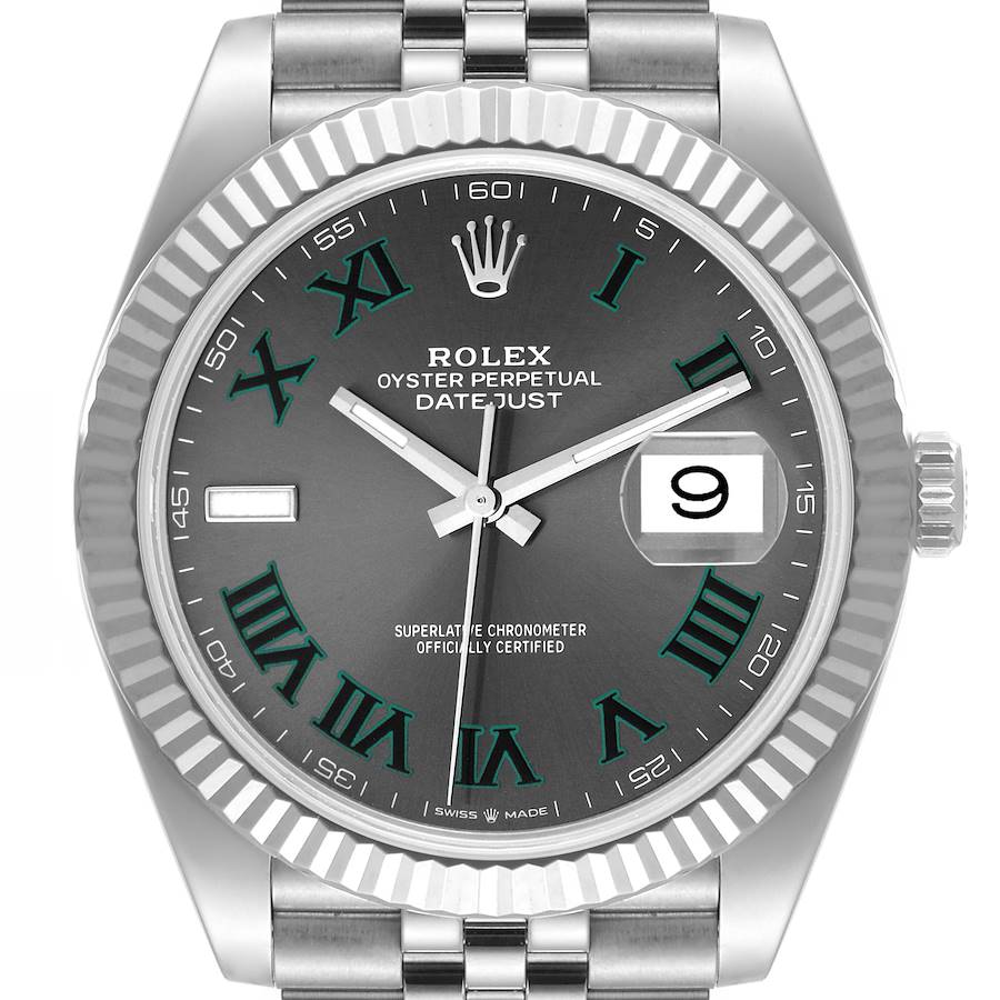 Rolex Datejust 41 Steel White Gold Wimbledon Dial Mens Watch 126334 SwissWatchExpo