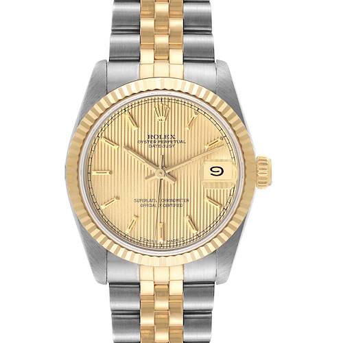 Photo of Rolex Datejust Midsize Tapestry Dial Steel Yellow Gold Ladies Watch 68273