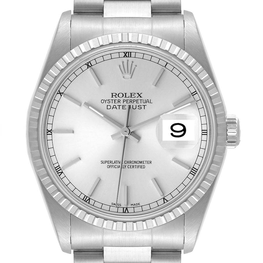 Rolex Datejust Silver Dial Oyster Bracelet Steel Mens Watch 16220 Box Papers SwissWatchExpo