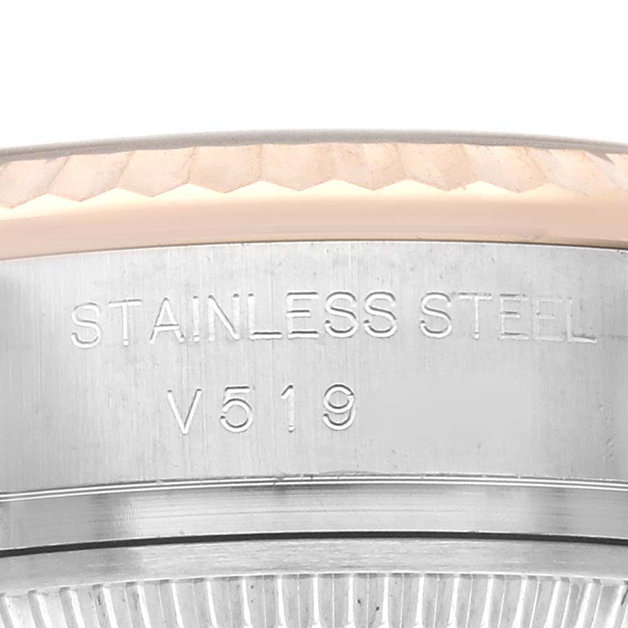 The image shows a close-up of the side of a Rolex Datejust 179171 Women's Steel and Gold (two tone) Black Dial 179171 Women's Steel and Gold (two tone) Black Dial watch focusing on the bezel and case edge.