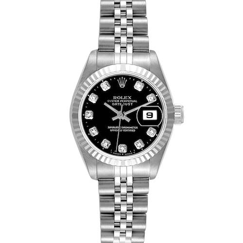 Photo of Rolex Datejust Steel White Gold Black Diamond Dial Ladies Watch 69174