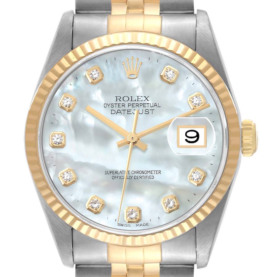 NOT FOR SALE Rolex Datejust Steel Yellow Gold Mother of Pearl Diamond Dial Mens Watch 16233 PARTIAL PAYMENT SwissWatchExpo