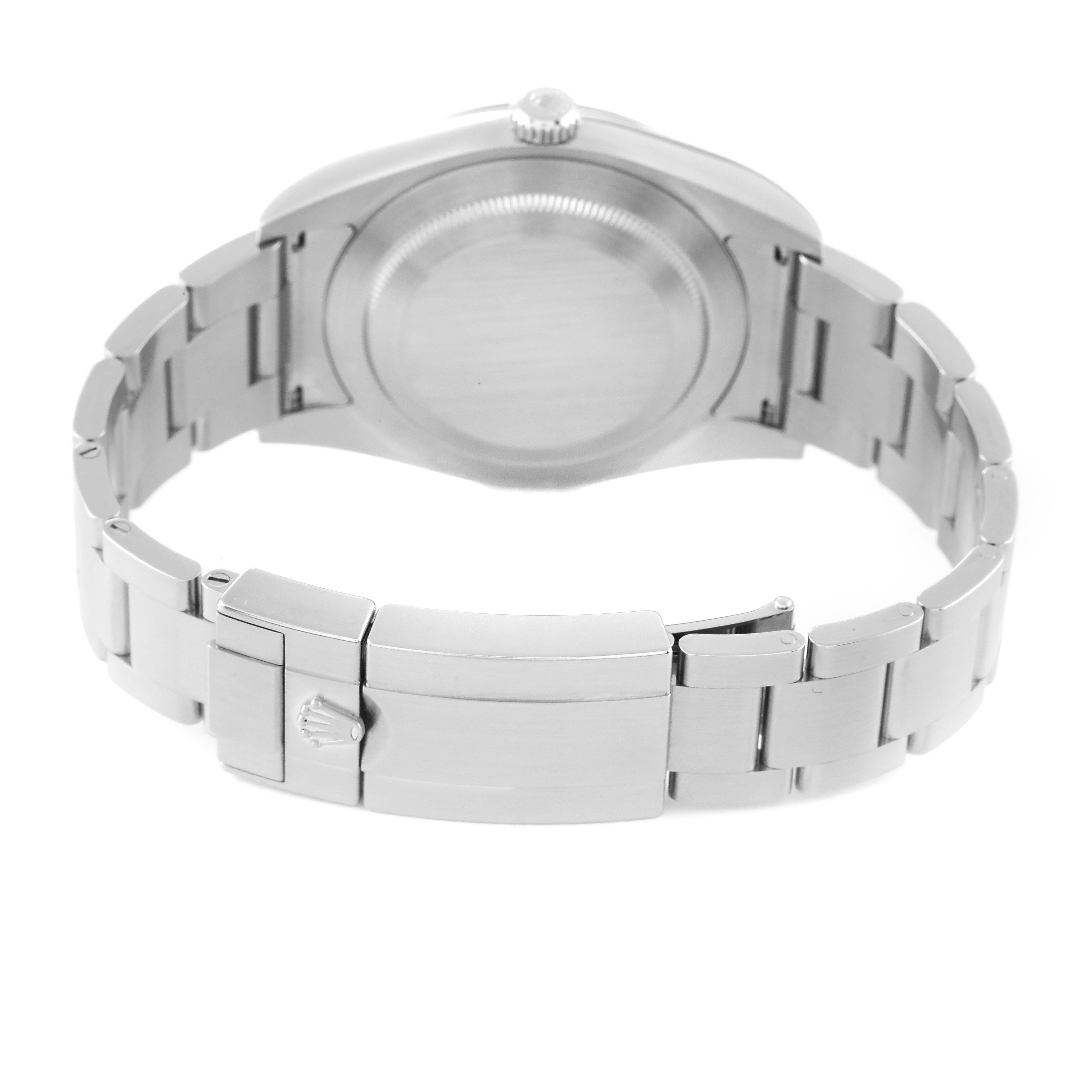 The image shows the back and bracelet of a Rolex Explorer 214270 Men
s Stainless Steel Black Dial 214270 Men
s Stainless Steel Black Dial watch, focusing on the case back and clasp.