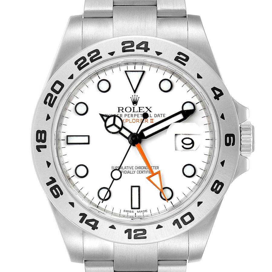 Rolex Explorer II 42 White Dial Orange Hand Steel Mens Watch 216570 Box Papers SwissWatchExpo