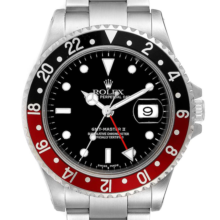 Rolex GMT Master II Black Red Coke Bezel Mens Watch 16710 Box SwissWatchExpo
