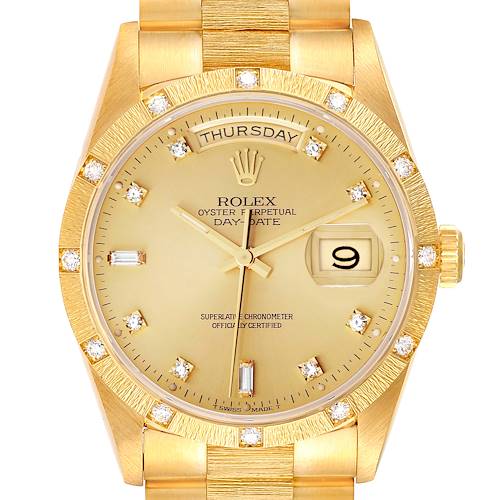 Photo of Rolex President Day-Date 18K Yellow Gold Diamond Mens Watch 18308 Box Service Papers