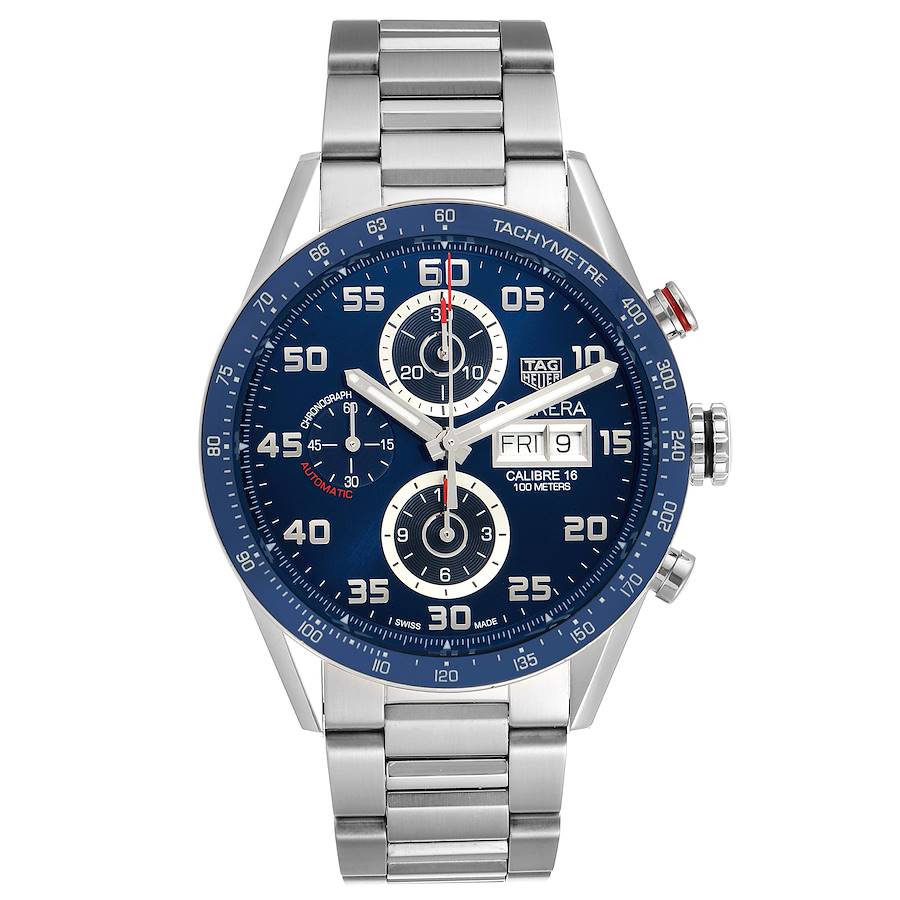 Tag Heuer Carrera Blue Dial Chronograph Steel Mens Watch CV2A1V Box ...