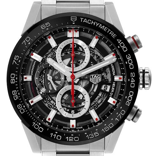 Photo of TAG Heuer Carrera Skeleton Dial Steel Mens Watch CAR201V Box Card