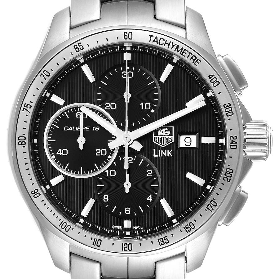 TAG Heuer Link Steel Black Dial Chronograph Mens Watch CAT2010 Box Card SwissWatchExpo