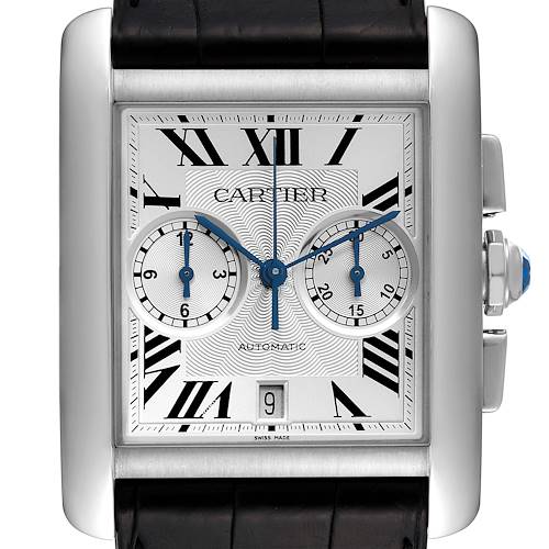Photo of Cartier Tank MC Silver Dial Automatic Chronograph Steel Mens Watch W5330007