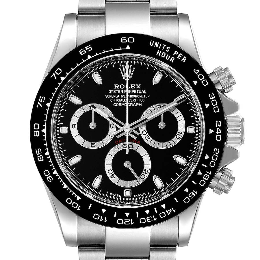 Rolex Cosmograph Daytona Ceramic Bezel Black Dial Steel Mens Watch 116500 SwissWatchExpo