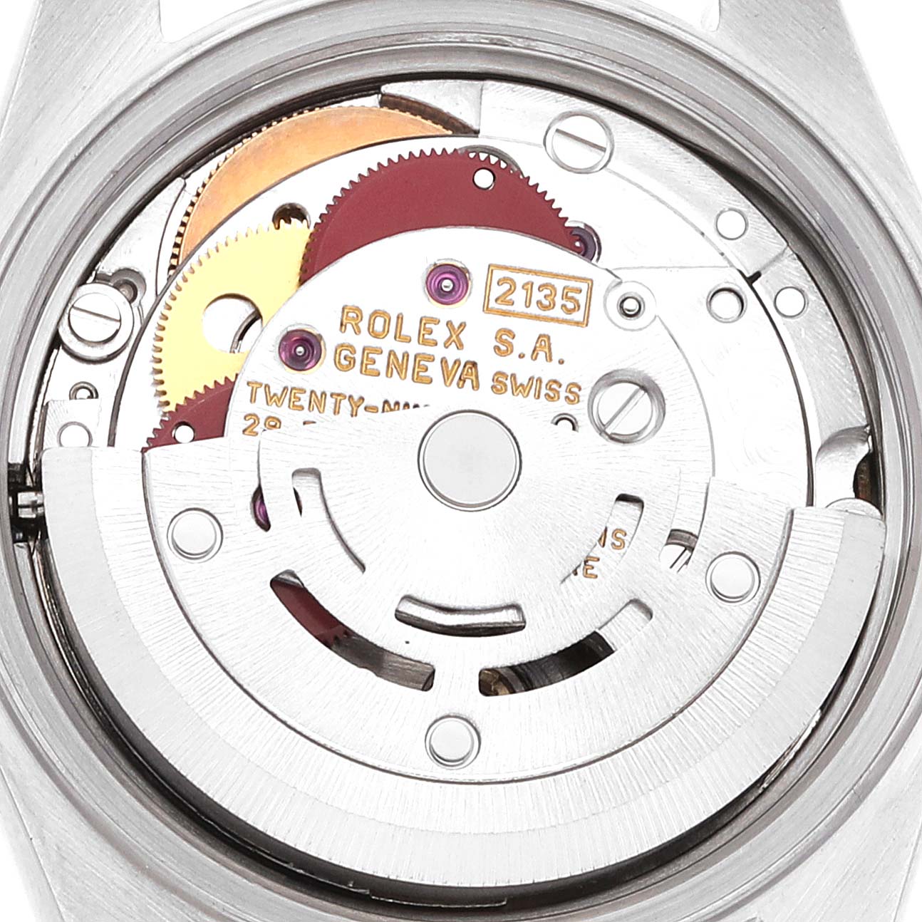 This image shows the movement mechanism of the Rolex Datejust 69173 Women's Steel and Gold (two tone) Champagne Dial 69173 Women's Steel and Gold (two tone) Champagne Dial, highlighting its internal gears and components.