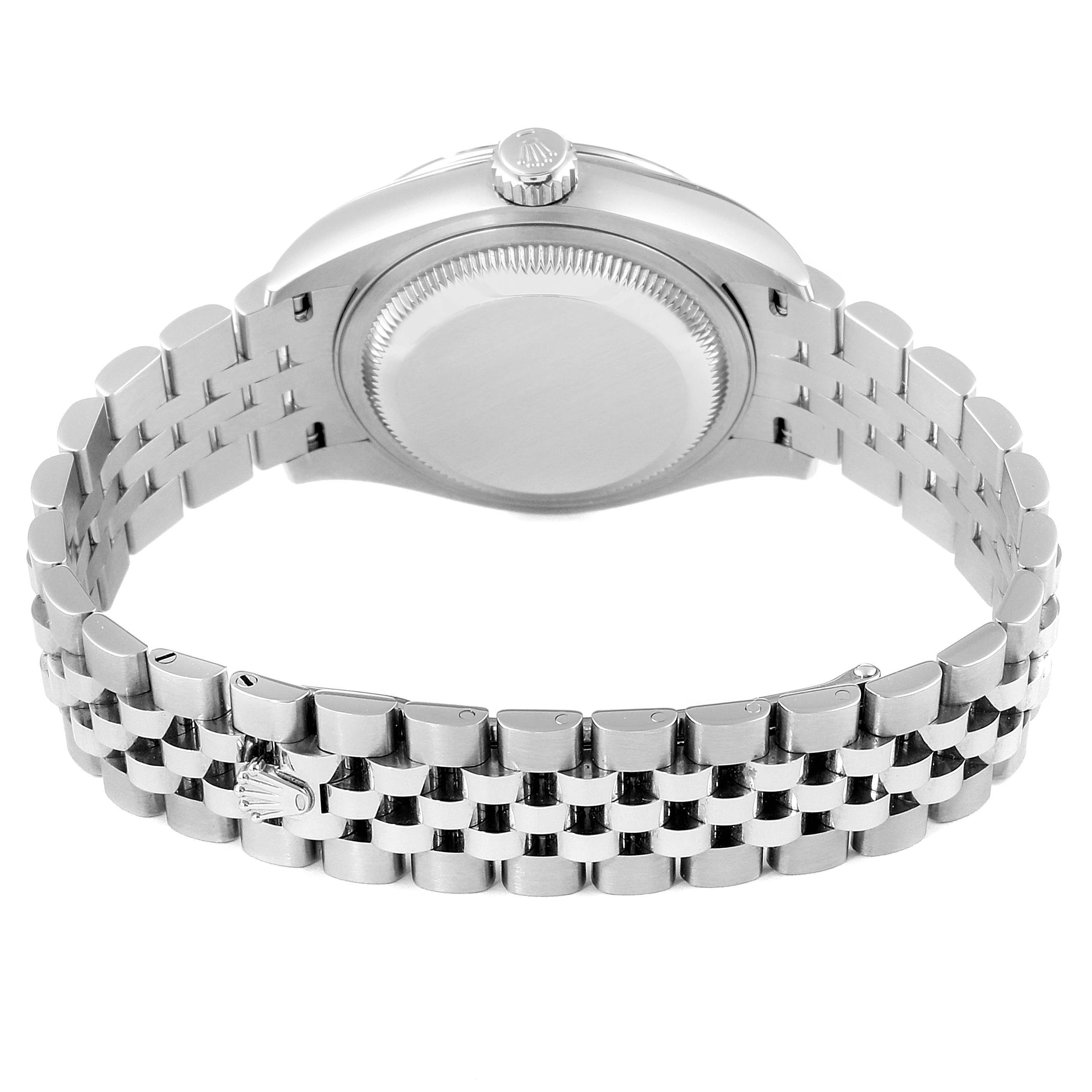 The image shows the back and bracelet of a Rolex Datejust 279174 Women's Stainless Steel Silver Dial 279174 Women's Stainless Steel Silver Dial watch, displaying the case back and Jubilee bracelet.