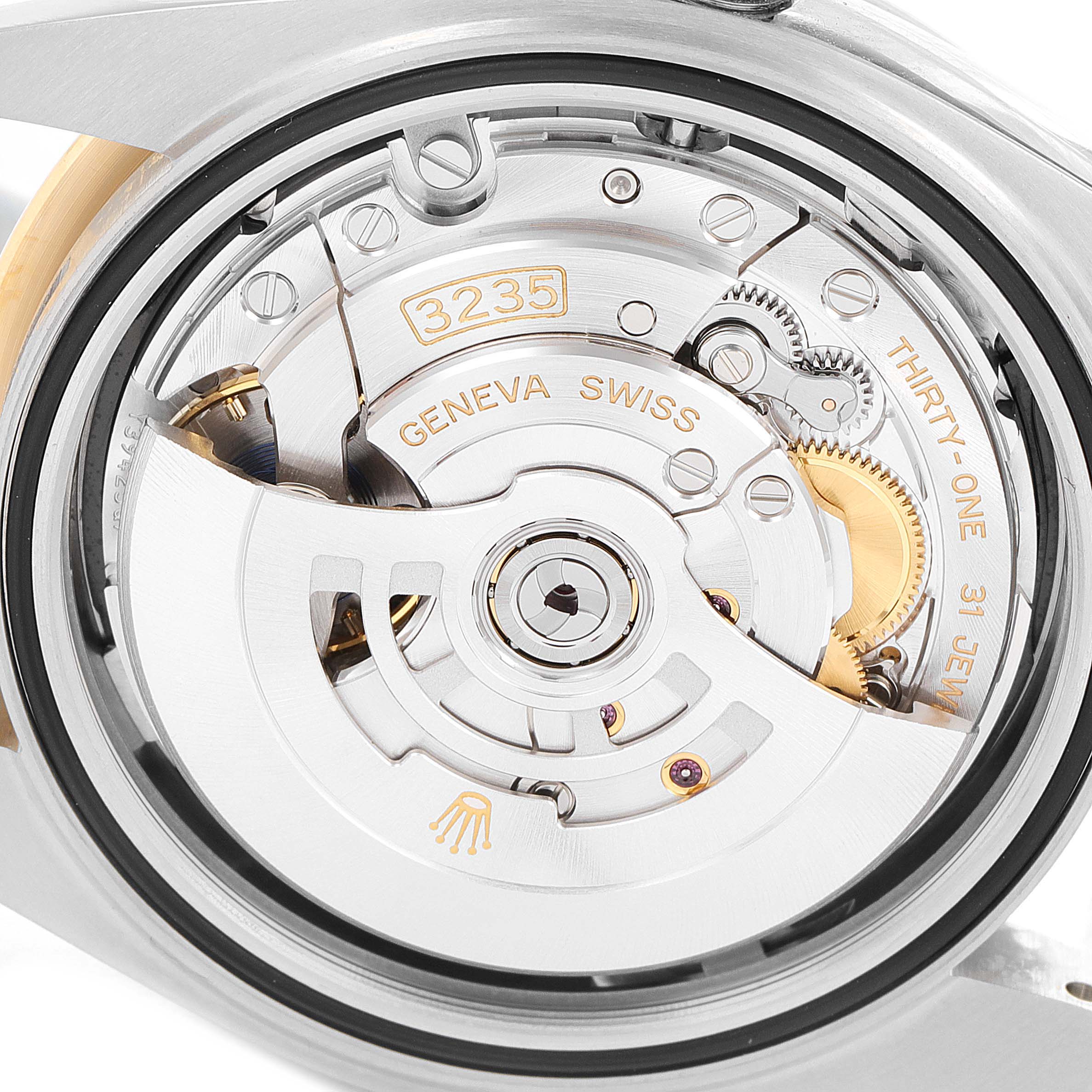 The image shows the back view of the Rolex Datejust 41 126333 Men's Steel and Gold (two tone) Black Dial 126333 Men's Steel and Gold (two tone) Black Dial watch, specifically highlighting its movement mechanics.