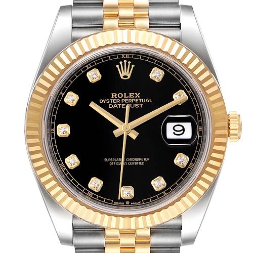 Photo of Rolex Datejust 41 Steel Yellow Gold Black Diamond Dial Watch 126333 Unworn