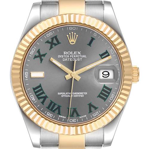 Photo of Rolex Datejust 41 Steel Yellow Gold Wimbledon Dial Mens Watch 116333 Box Card