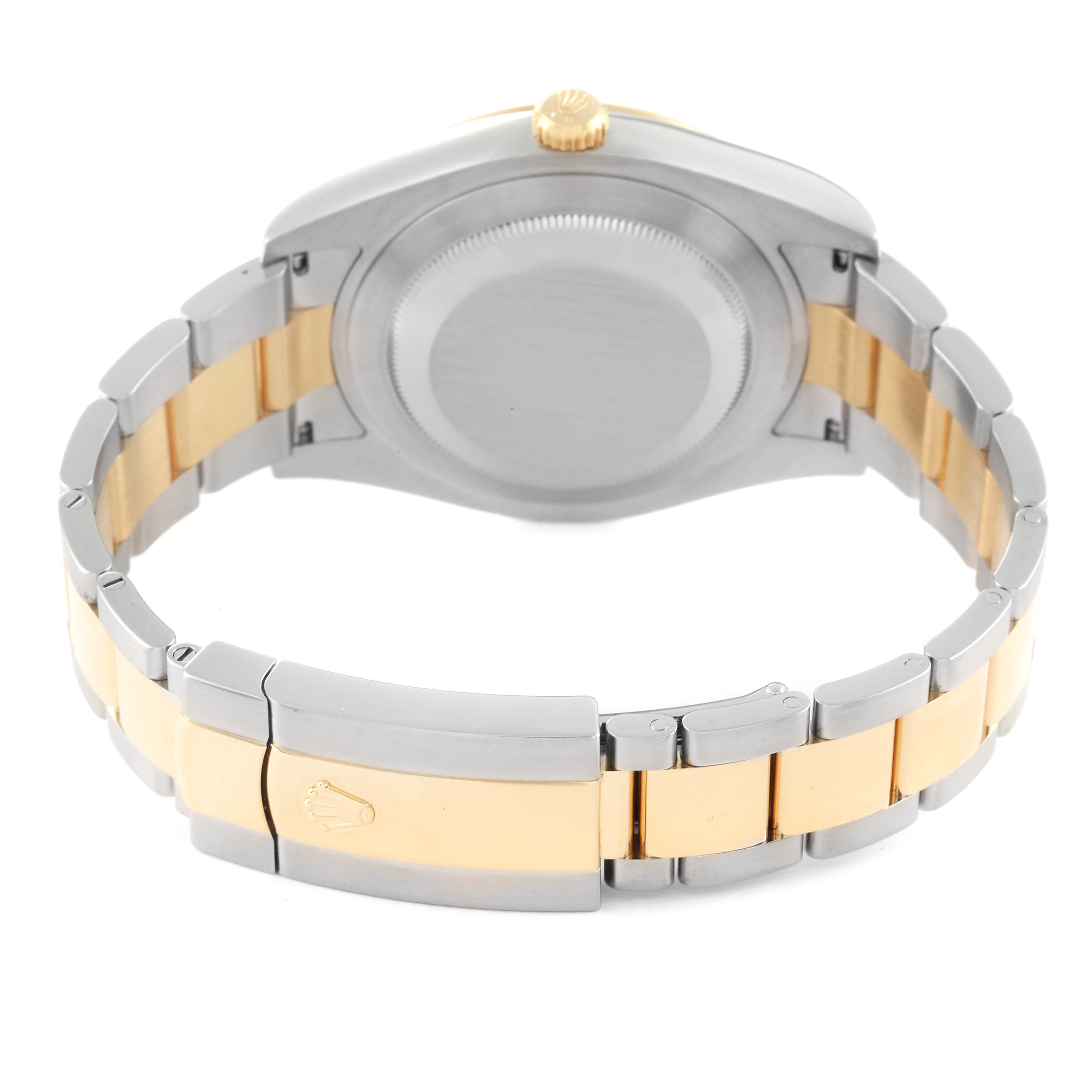 The image shows the back and bracelet of a Rolex Datejust 41 116333 Men's Steel and Gold (two tone) Grey Dial 116333 Men's Steel and Gold (two tone) Grey Dial watch in two-tone metal.
