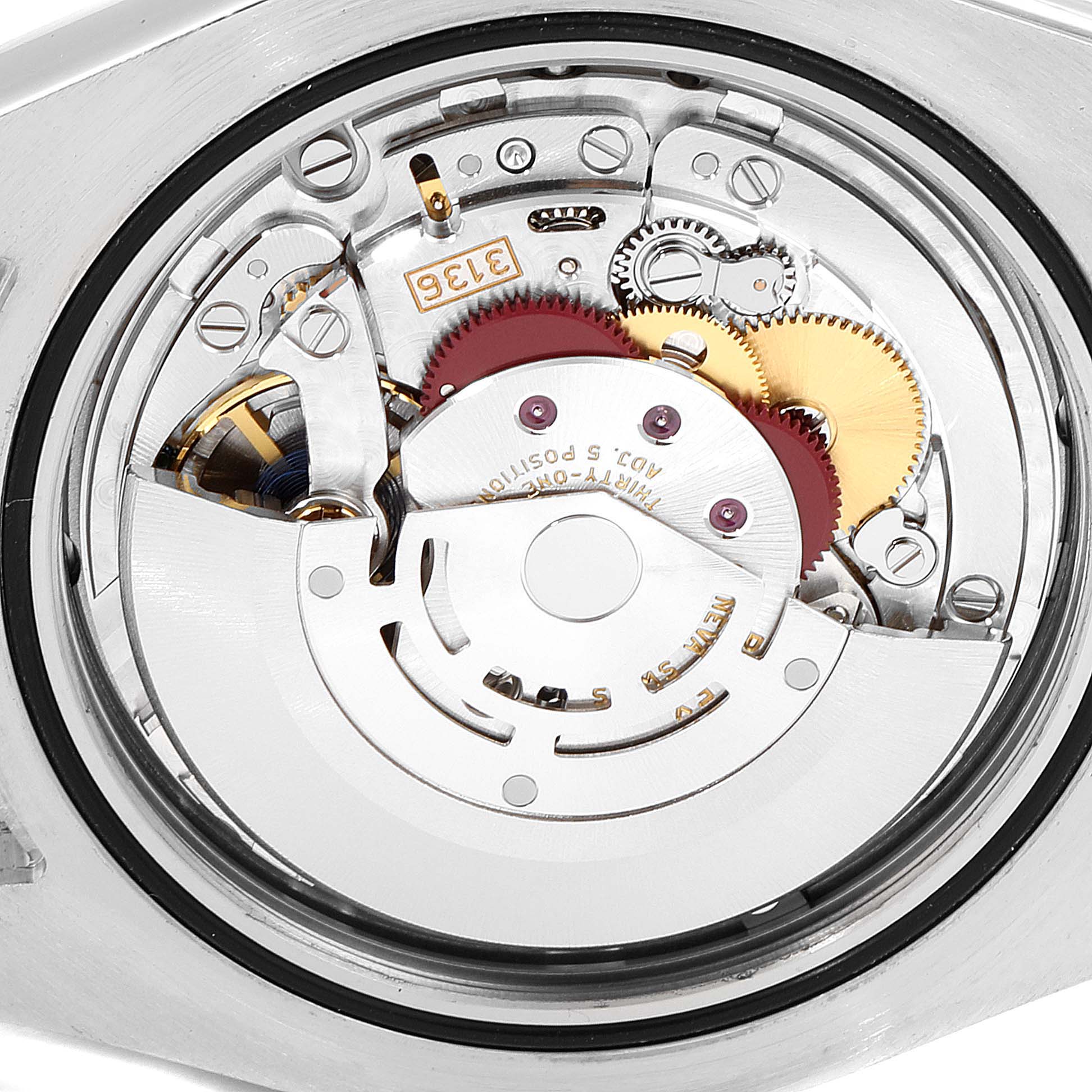 This image shows the inner mechanism of the Rolex Datejust 41 116300 Men
s Stainless Steel Black Dial 116300 Men
s Stainless Steel Black Dial model, viewed from the back with gears and movement components visible.