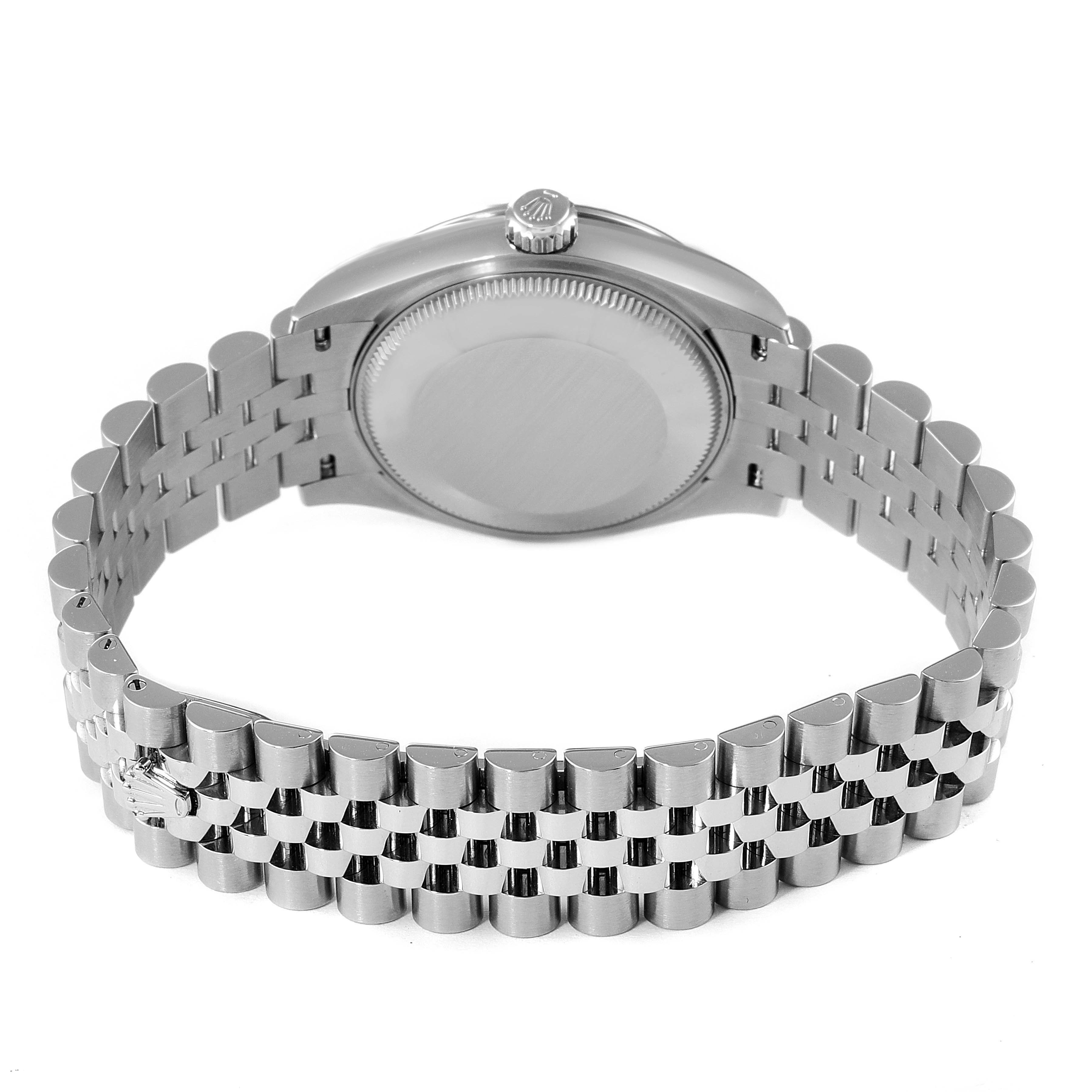 This image shows the back case and stainless steel bracelet of the Rolex Mid-Size 278274 Women's Stainless Steel Black Dial 278274 Women's Stainless Steel Black Dial model.