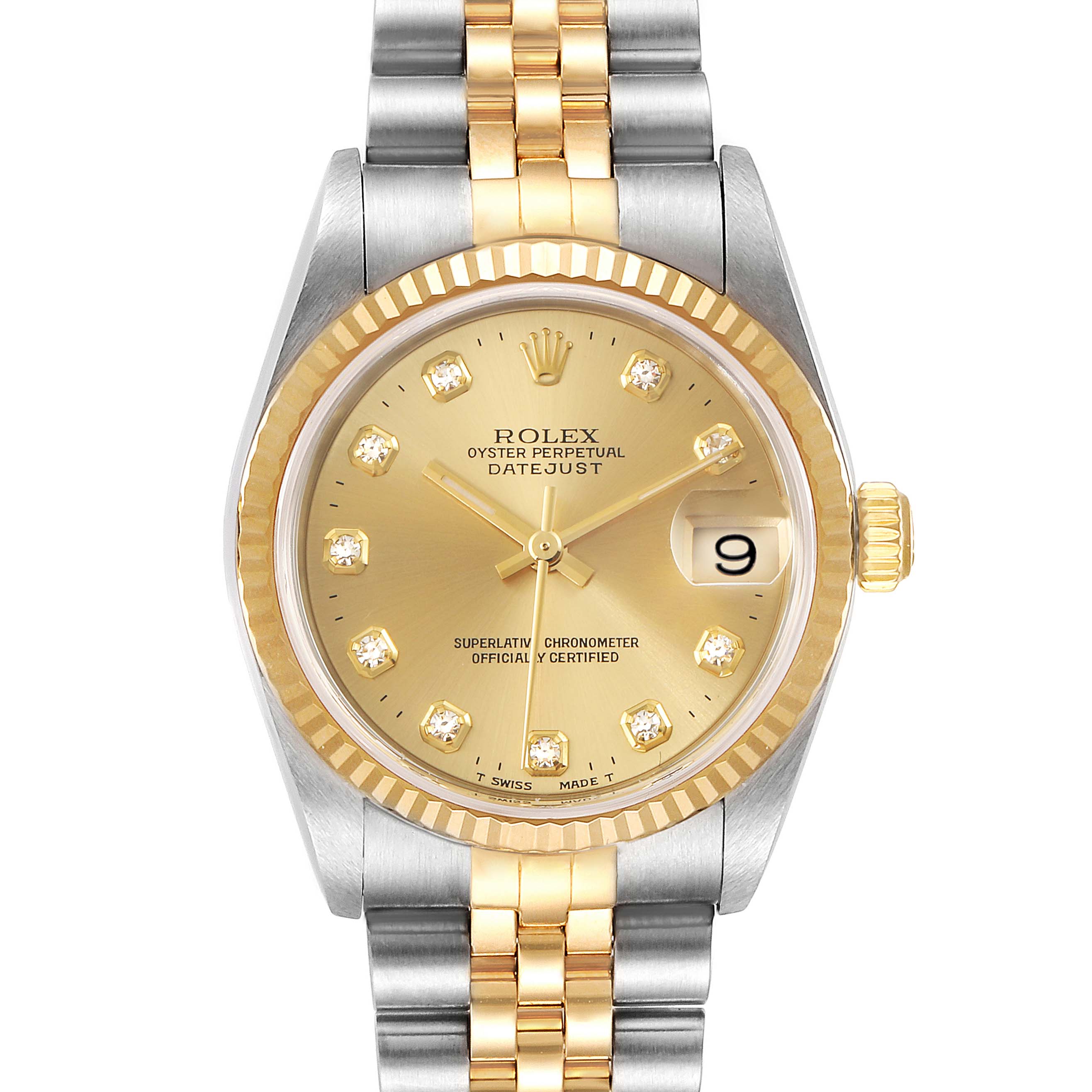 Rolex Datejust Midsize Steel Yellow Gold Diamond Ladies Watch 78273 ...