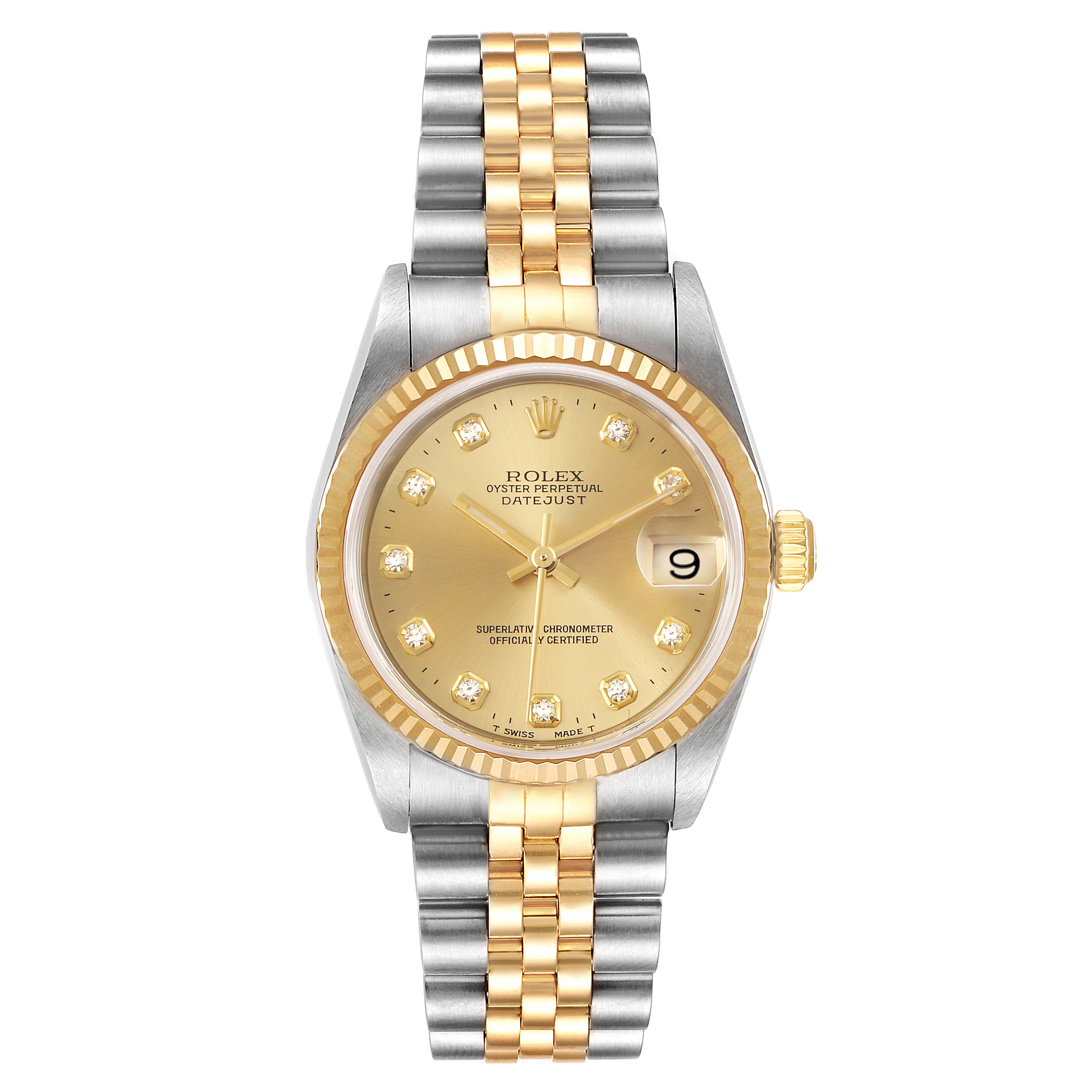 Rolex Datejust Midsize Steel Yellow Gold Diamond Ladies Watch 78273 ...