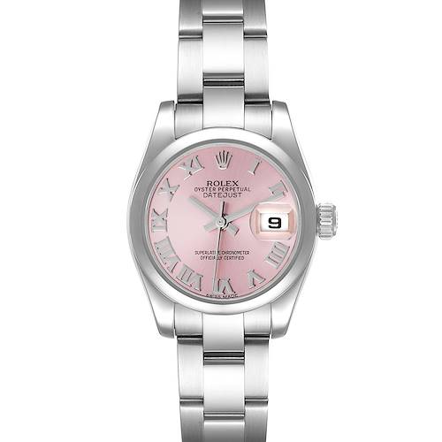 Photo of Rolex Datejust Pink Roman Dial Steel Ladies Watch 179160 Box Card