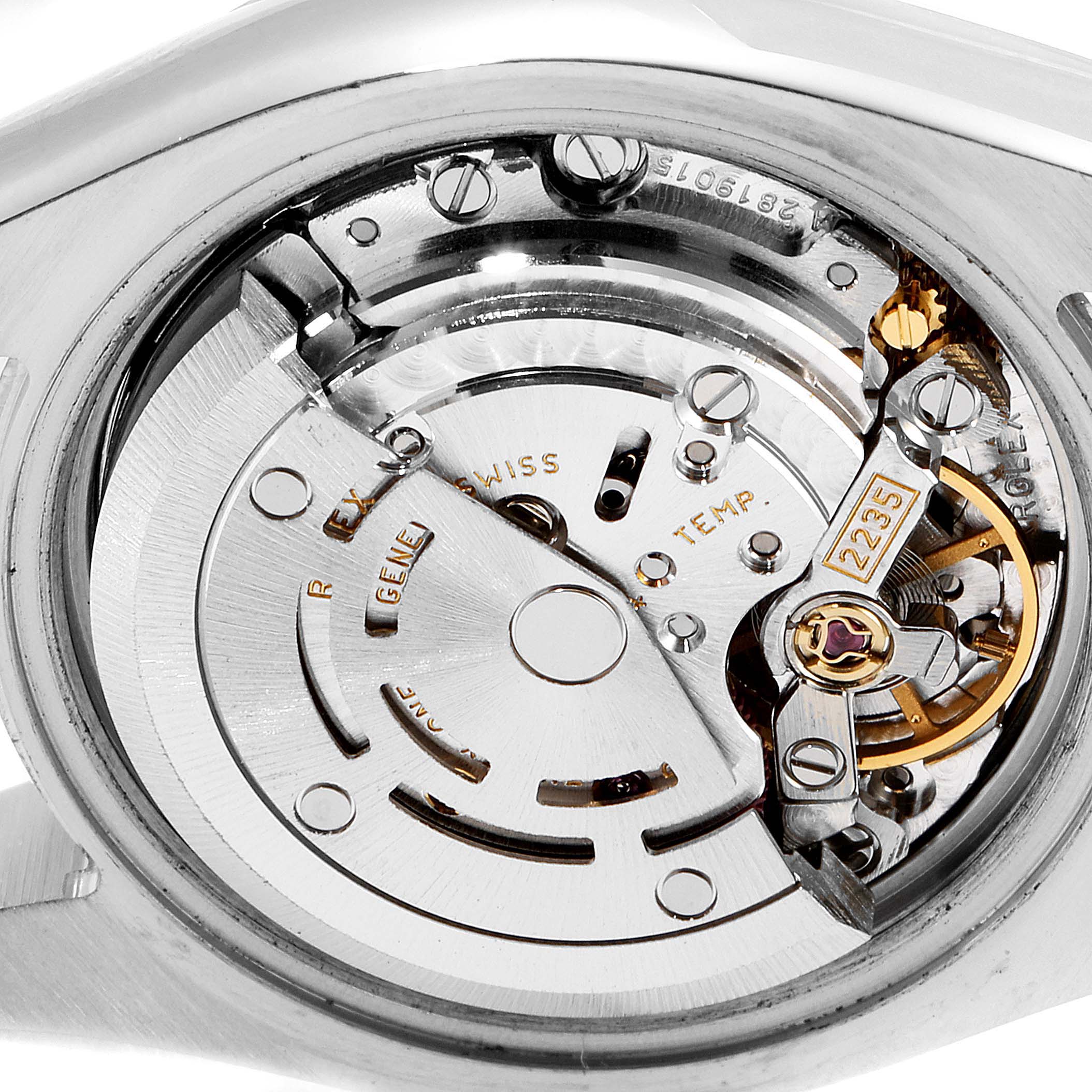 The image shows a close-up of the movement of a Rolex Datejust 179171 Women's Rose Gold Pink Dial 179171 Women's Rose Gold Pink Dial watch, highlighting its intricate internal mechanics.