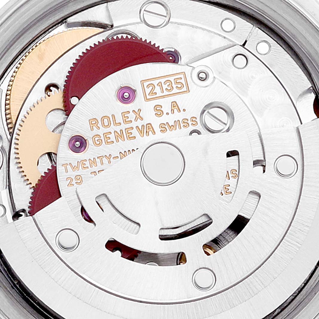 The image shows the internal movement components of a Rolex Datejust 69173 Women's Steel and Gold (two tone) Blue Dial 69173 Women's Steel and Gold (two tone) Blue Dial watch from an angled top-down perspective.