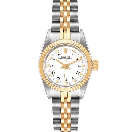 Photo of Rolex Oyster Perpetual Steel Yellow Gold White Dial Ladies Watch 67193